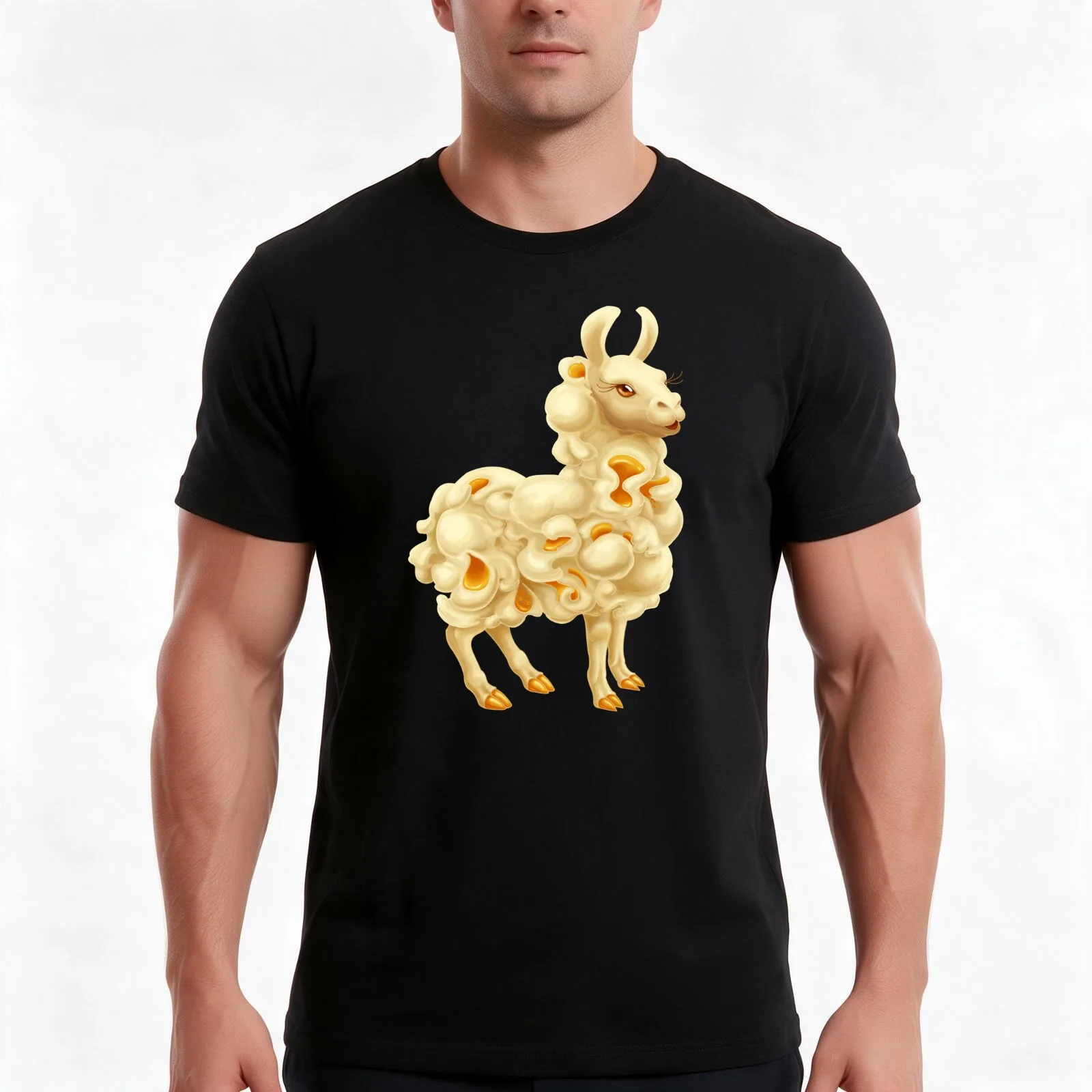 Popcorn Llama T-Shirt Summer Casual Cotton Tee Oversized Streetwear Tops Vintage Graphic Print Loose Fit Short Sleeve