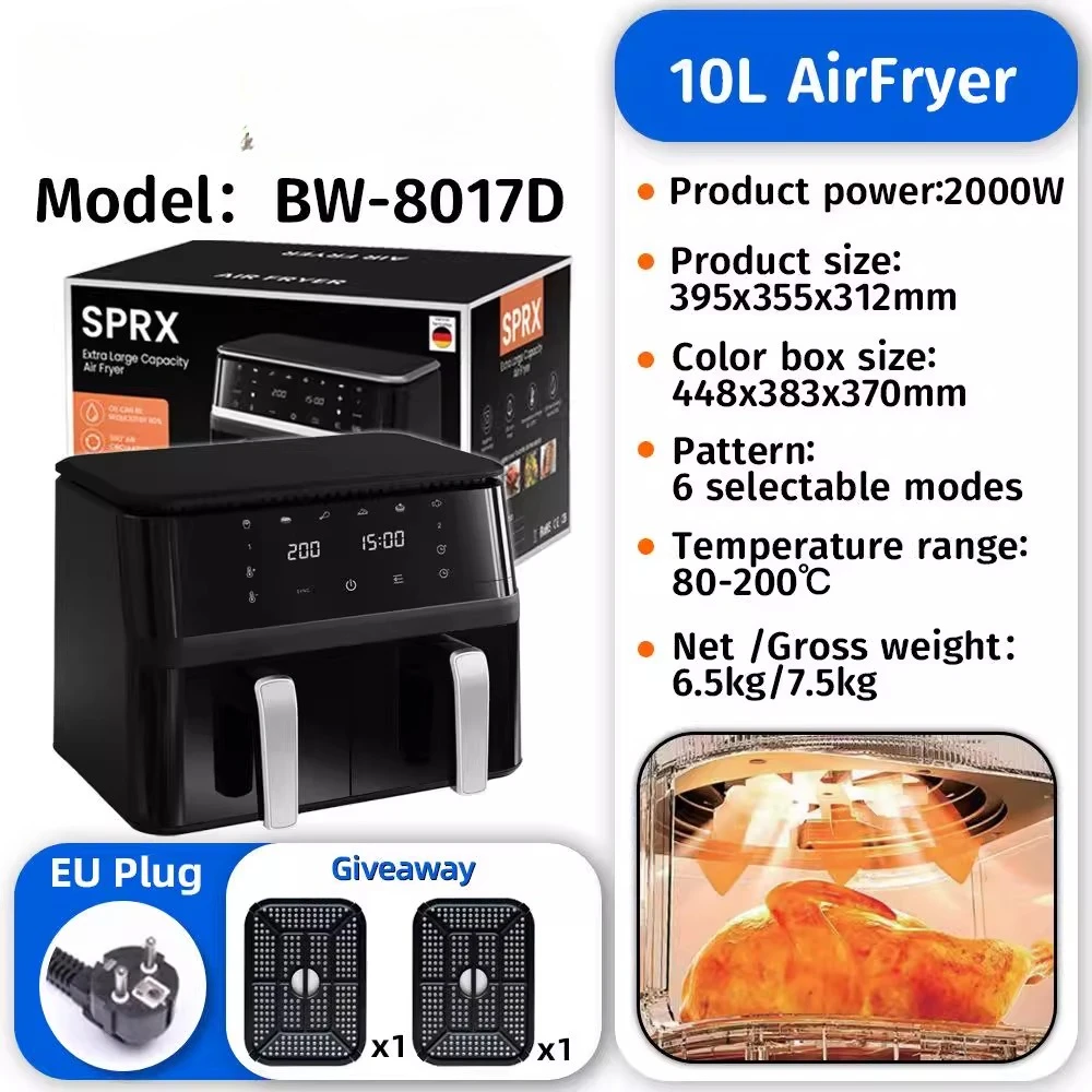 

10L Touchscreen Oven + 2000W High Power + 3D Hot Air Baking "EU Version"