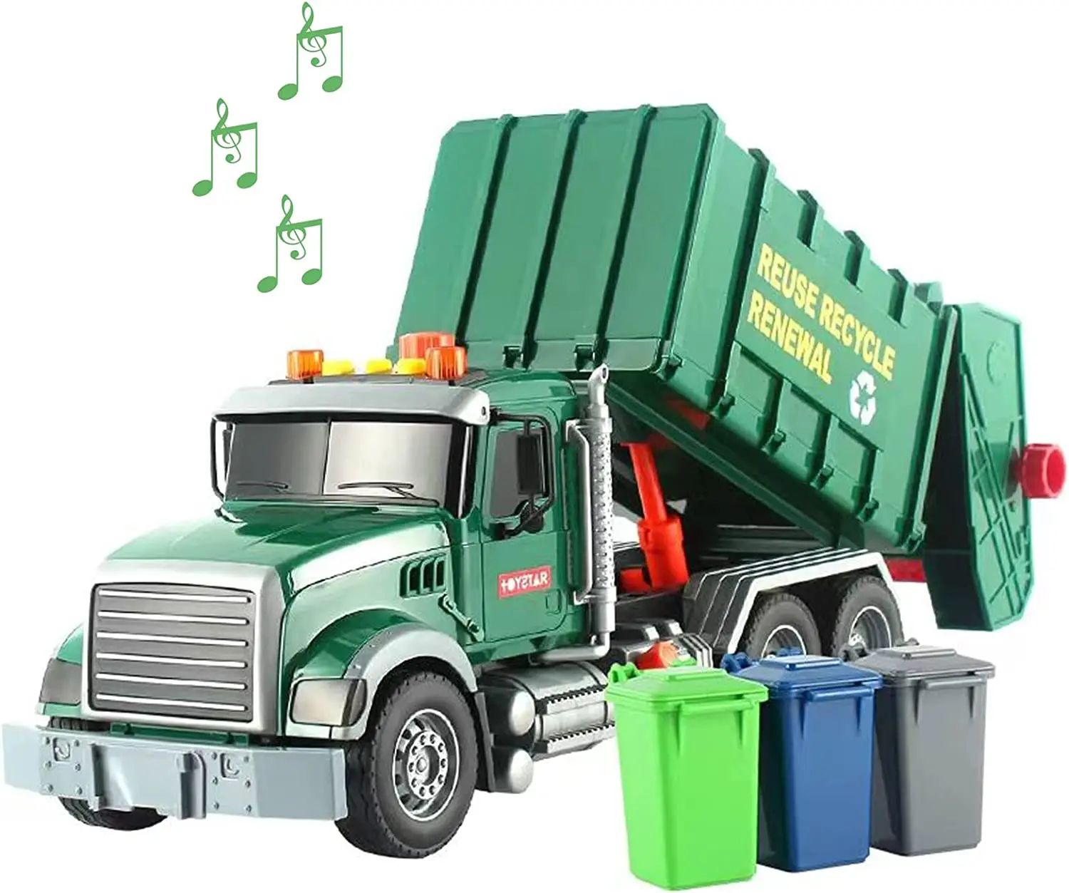 Big Garbage Truck Toy, Friction Powered Garbage Truck with Lights and Sounds Kids Recycling Trash Truck Kids Gifts