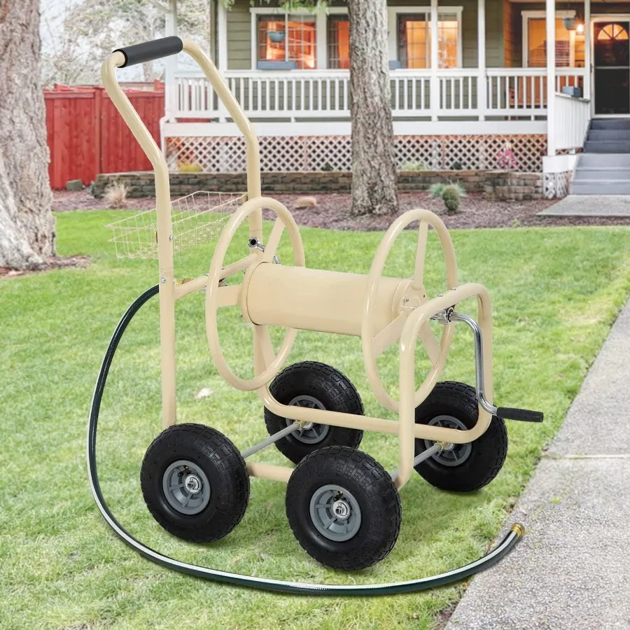عربة بكرة خرطوم الحديقة شديدة التحمل مع عجلات للاستخدام الخارجي تحمل ما يصل إلى 300 قدم من خرطوم 5 8 بوصة مثالي للحديقة والفناء وات
