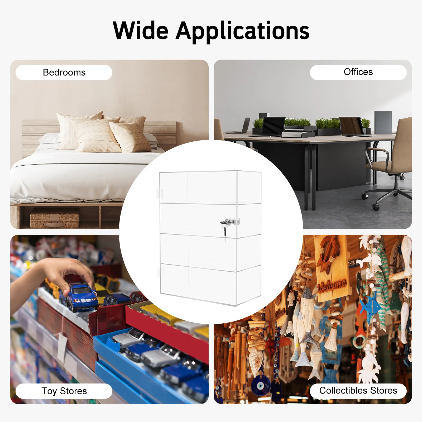 

НОВАЯ 4-уровневая акриловая витрина, прозрачная акриловая витрина, акриловая витрина 30*15*40 см с замком и 2 ключами