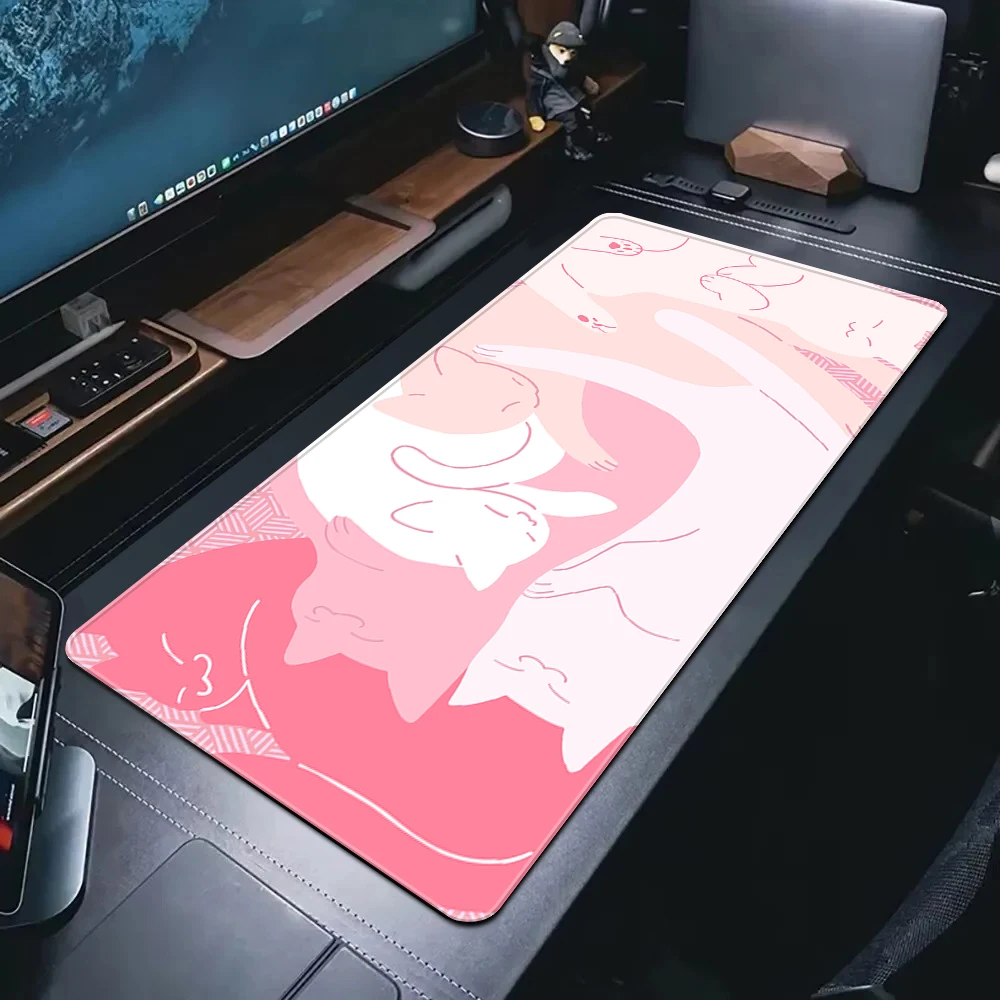 Cute Coffee Cat Rubber Mouse Pad, Kawaii Anime Desk Mat, Computer Gamer Mousepad, Laptop Desk, Home, Desktop Decoration