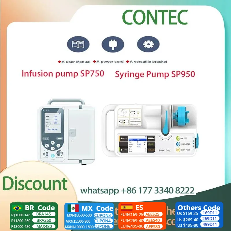 CONTEC Human or Veterinary Use Syringe Pump Infusion pump SP750 / SP950 LCD real-time Alarm Rechargable battery