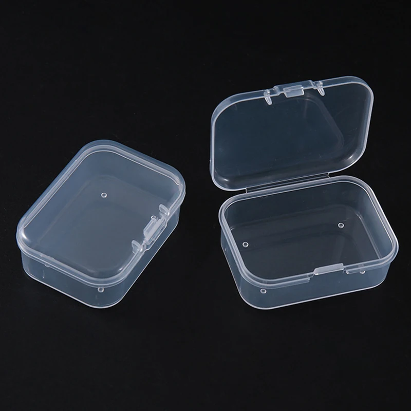 2PCS Transparent Storage Box Square Small Items Case Packing Boxes Jewelry Beads Container Sundries Organizer Fishing Tools