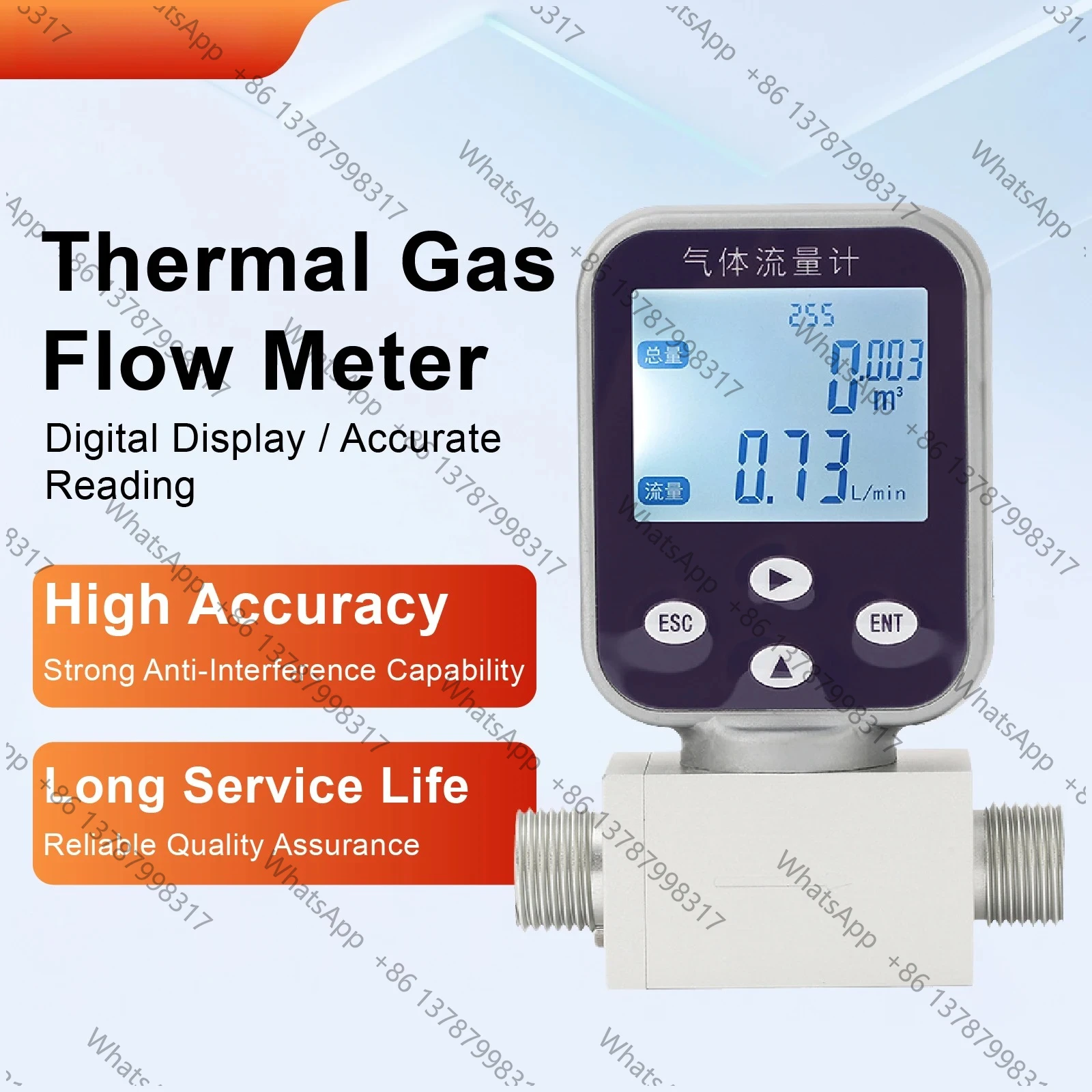 MEMS Micro Thermal Gas Flow Meter Digital Mass Flow Sensor for Compressed Air Oxygen Nitrogen Argon Methane Industrial Use