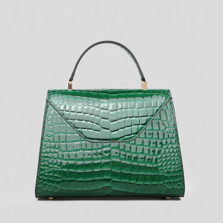 Women\'s 2024 New Luxury Vintage Style Shoulder Crossbody Square Handbag Messenger Green Replica Crocodile Pattern Leather Bag