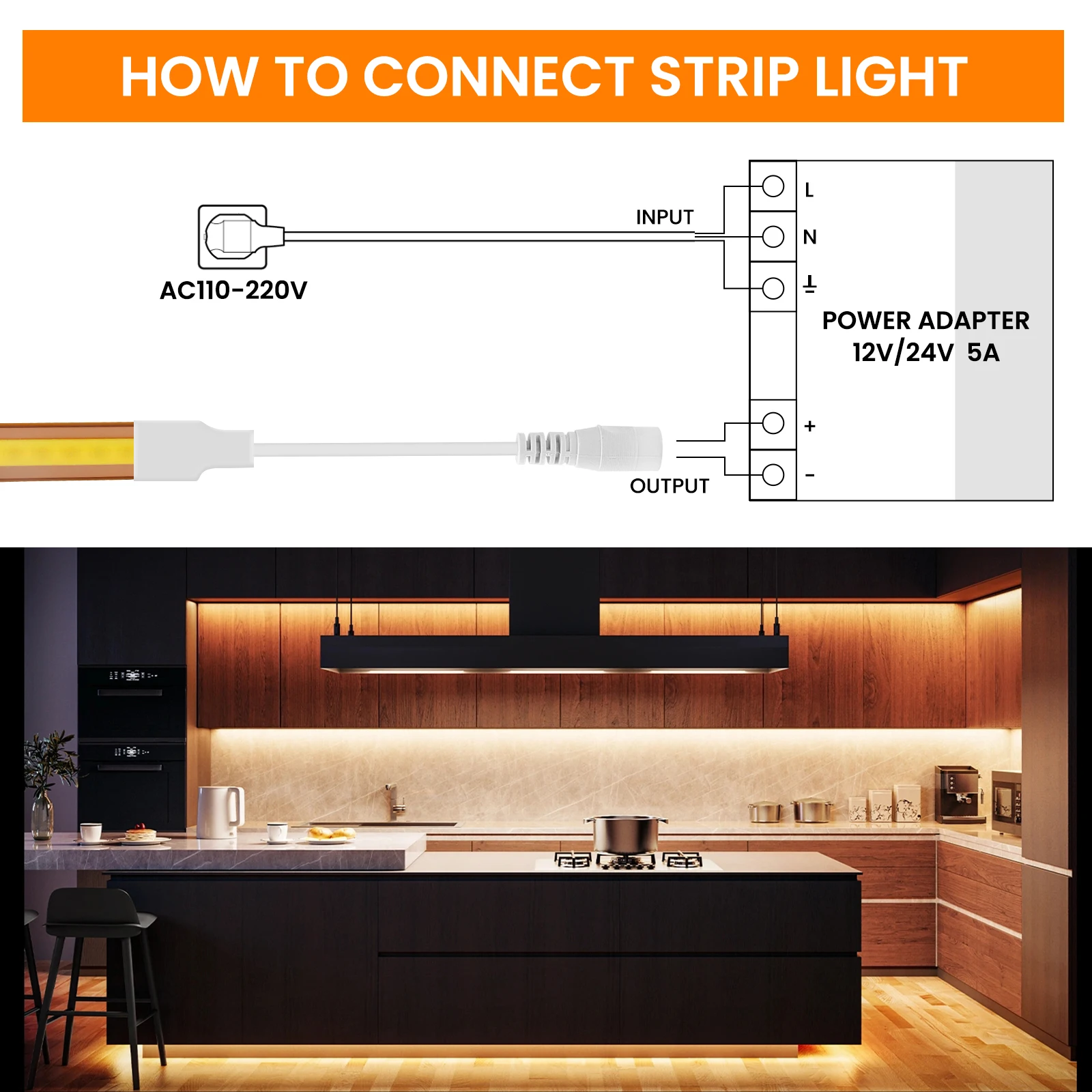 24V COB LED Strip Lights Flexible Cut Freely With EU/DC/2Pin Wire 720LEDs/m High Brightness 8MM PCB COB Linear Light Bar 1M/20M