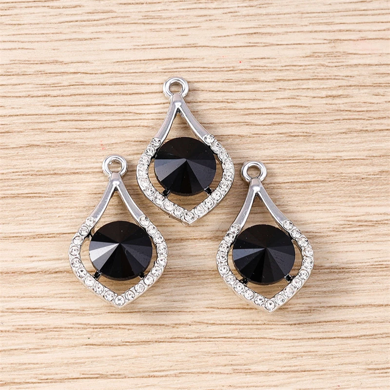 10 Stück 16 x 26 mm elegante Kristall-Wassertropfen-Charms-Anhänger für Schmuckherstellung, Tropfen-Ohrringe, Halsketten, Armbänder, DIY-Bastelbedarf – Detail 6