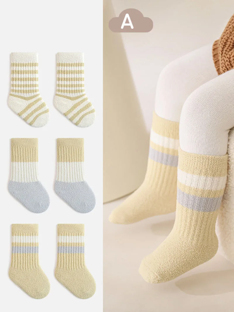 

3 пары много MILANCEL, новые зимние детские носки-трубочки в полоску, От 0 до 5 лет, разноцветные гольфы с флисовой подкладкой для девочек, носки для малышей