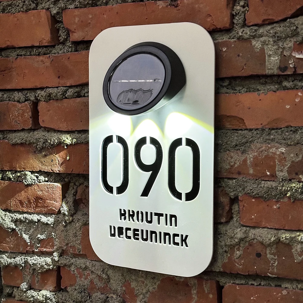 

Custom Solar House Number Sign Outdoor Solar Lights Home Address Door Acrylic Sign 3D Laser Cut Plate Family Name House Number