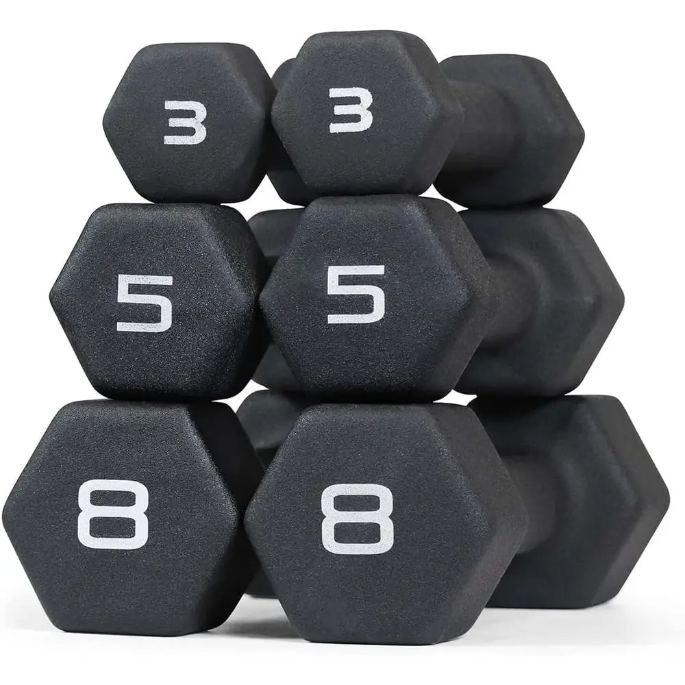 

Hexagonal Neoprene Dumbbells for Grip and Stability, Ideal for Toning Muscles, Building Strength, and Losing Weight; Various Siz