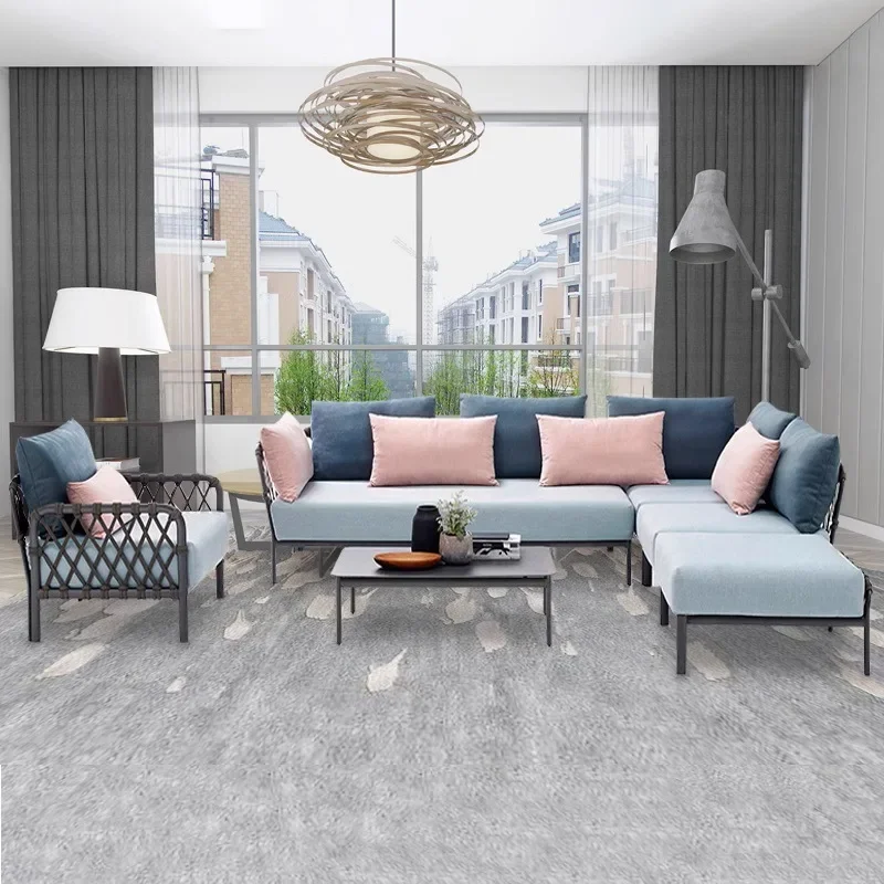 Outer Garden Villa Rattan Sofa Single Chair Coffee Table Waterproof and Sunscreen