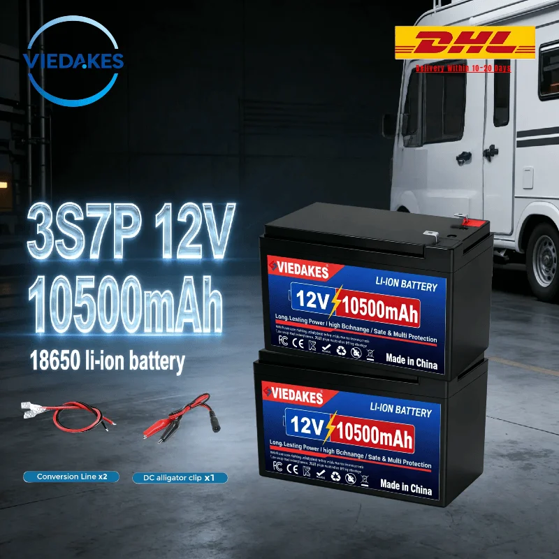 

VIEDAKES 3S7P 18650 Li-ion Battery Pack 12V 10500mAh – Safe Multi-Protection for 12v배터리 리튬이온 Camping Gear+