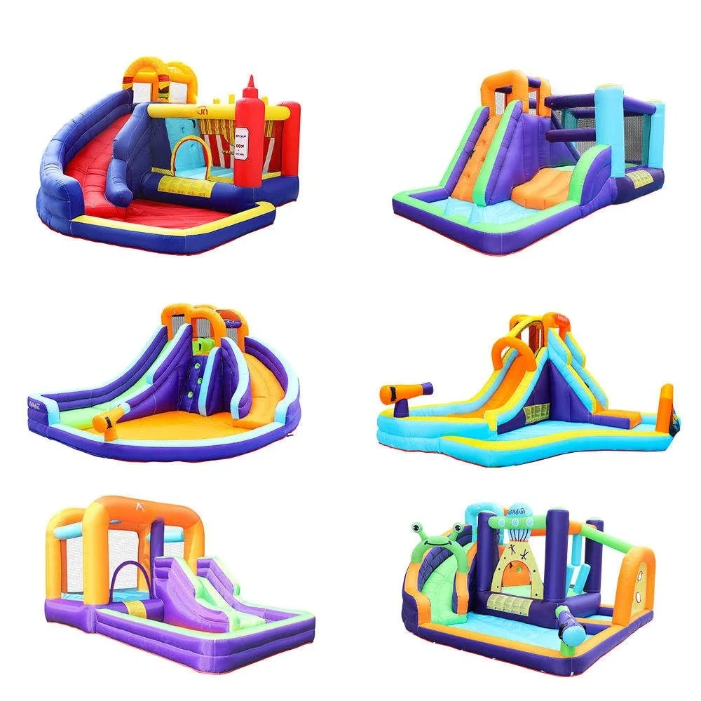 ملعب خارجي للأطفال من قماش أكسفورد، قلعة قفز خارجية، نطاط هوائي، منزل قابل للنفخ مع منزلق
