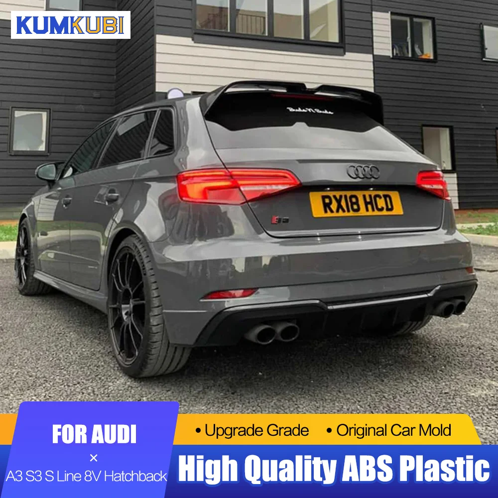 For Audi A3 S3 S Line 8V Hatchback 5Doors 2014-2018 High Quality ABS Plastic Rear Roof Spoiler Trunk Wing Boot Cover Accessories