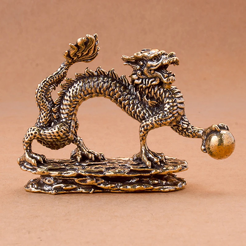 Antique Dragon Statue Ornament Moveable Body Joints Exhibition Hall  Decoration Zodiac Animal Brass Crafts Collection