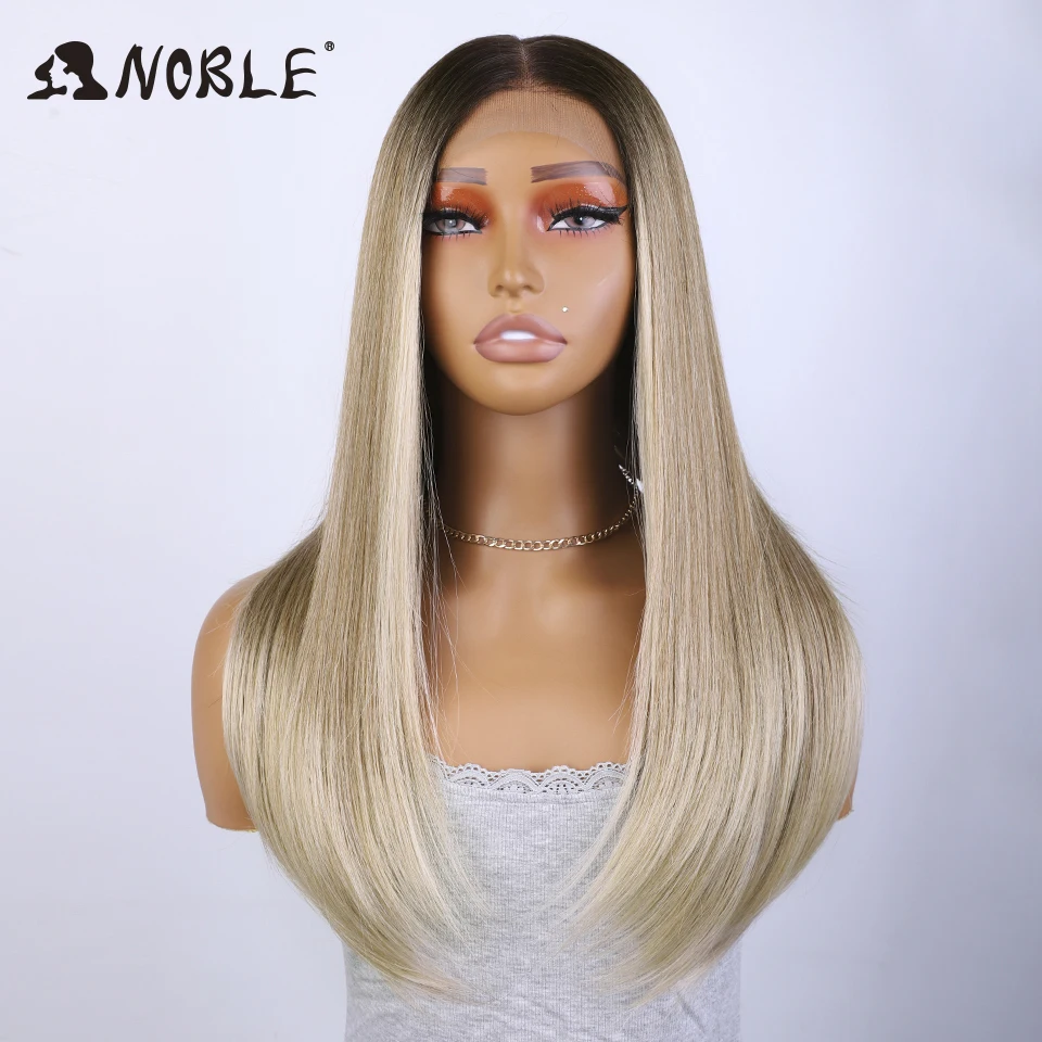 Noble Synthetic Lace Front Wig Straight Baby Hair 13X4 Lace Bob Wigs Synthetic Lace Wig 22 Inch blonde Wig For Women Wig