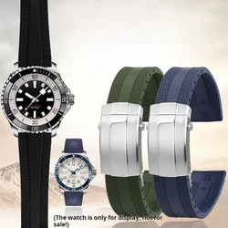 22mm Metal Steel Folding Buckle Man Silicone Watch accessories For Breitling Superocean Navitimer Avenger Soft Rubber Watchband
