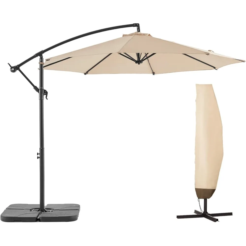 BANYAN 10 FT Patio Offset Umbrella Cantilever Hanging Umbrellas, 24 Month Fade Resistance & Water-repellent UV Protection