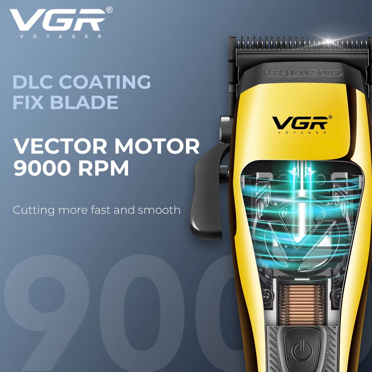 VGR Gunting Rambut Profesional Pemangkas Rambut Listrik Mesin Pemotong Rambut Motor Vektor Potong rambut 9000 RPM Alat Pemotong untuk Pria V-015