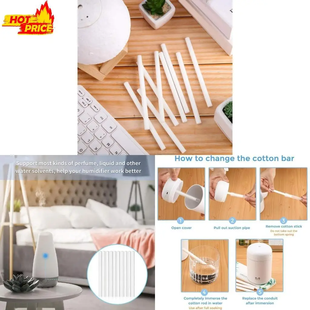 

40pcs Humidifier Absorbent Cotton Wicks Aromatherapies Tampons Rods Cotton Sponge Sticks for Office Bedroom Use