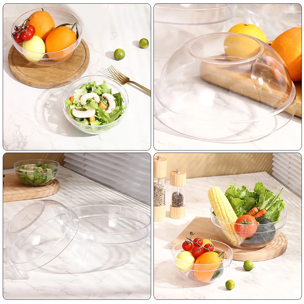Ensaladera de plástico multifunción, cuencos de comida transparentes para servicio de cocina, cereales, frutas, arroz, fideos, mezcla de uso doméstico, 4 Uds.