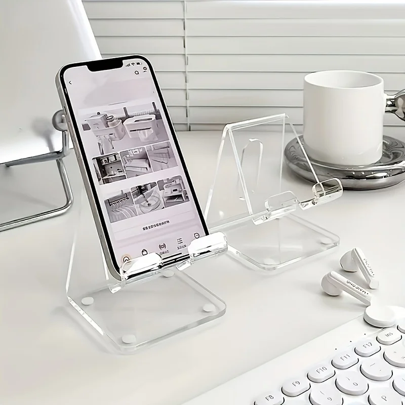 

Clear Acrylic Mobile Phone Bracket Transparent Minimalist Phone Holder Desktop Bracket Lazy Tablet Stand For iPhone iPad Samsung