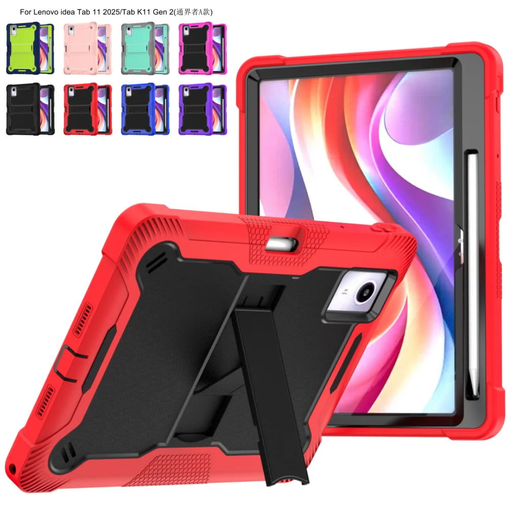 Wytrzymałe etui ochronne z funkcją podstawki i uchwytem na rysik do tabletów Lenovo Xiaoxin Pad 2025 TB335FC i Idea Tab 11 TB336ZU TB336FU — zdjęcie produktu 7