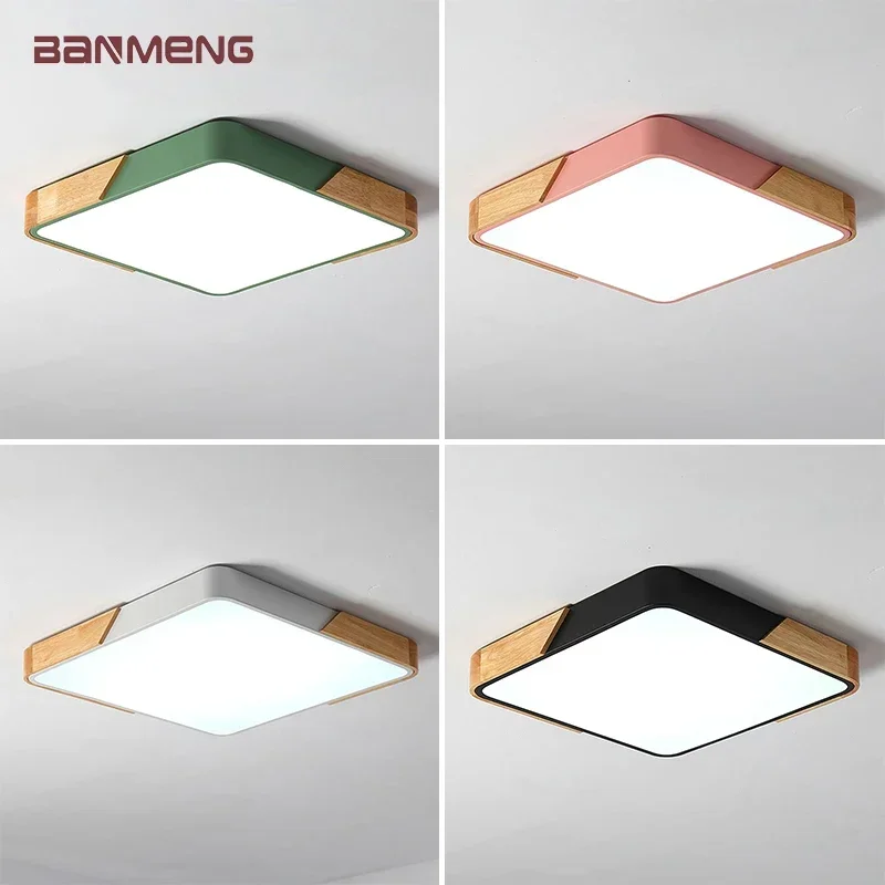

Square Nordic LED ceiling lamp wood 36W 60W 90W 144W ceiling light indoor lighting home decor living room bedroom light fixture