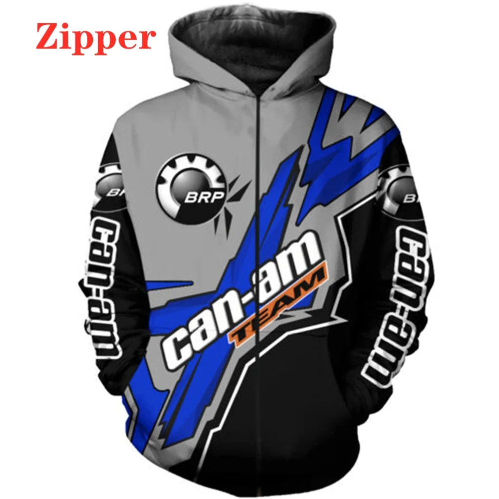 2023 Motorcycle BRP Can-am Logo Hoodie featuring 3D Print,Men's Zipper Outdoor,Harajuku Comfortable Pullover,Hip-Hop Streetwear