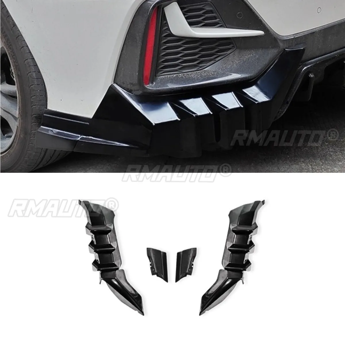 Car Rear Bumper Lip Splitter Body Kit For Honda Civic 2016-2021 Hatchback Mugen Style Bumper Protector Corner Trim Body Kit