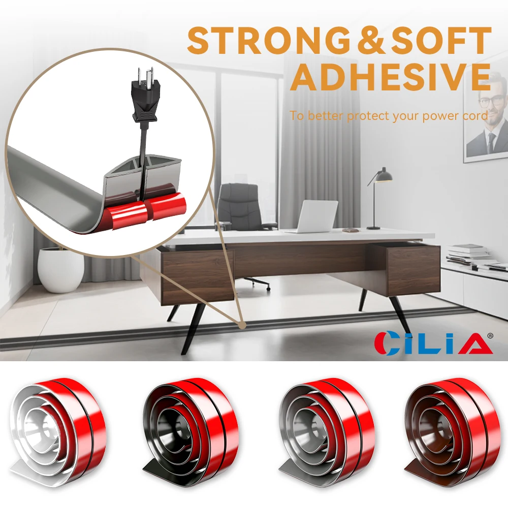 Cable Management Self-Adhesive PVC Insulated Cable Protector Wear Resistant Cable Cover Flexible Wire Arrangement For Office