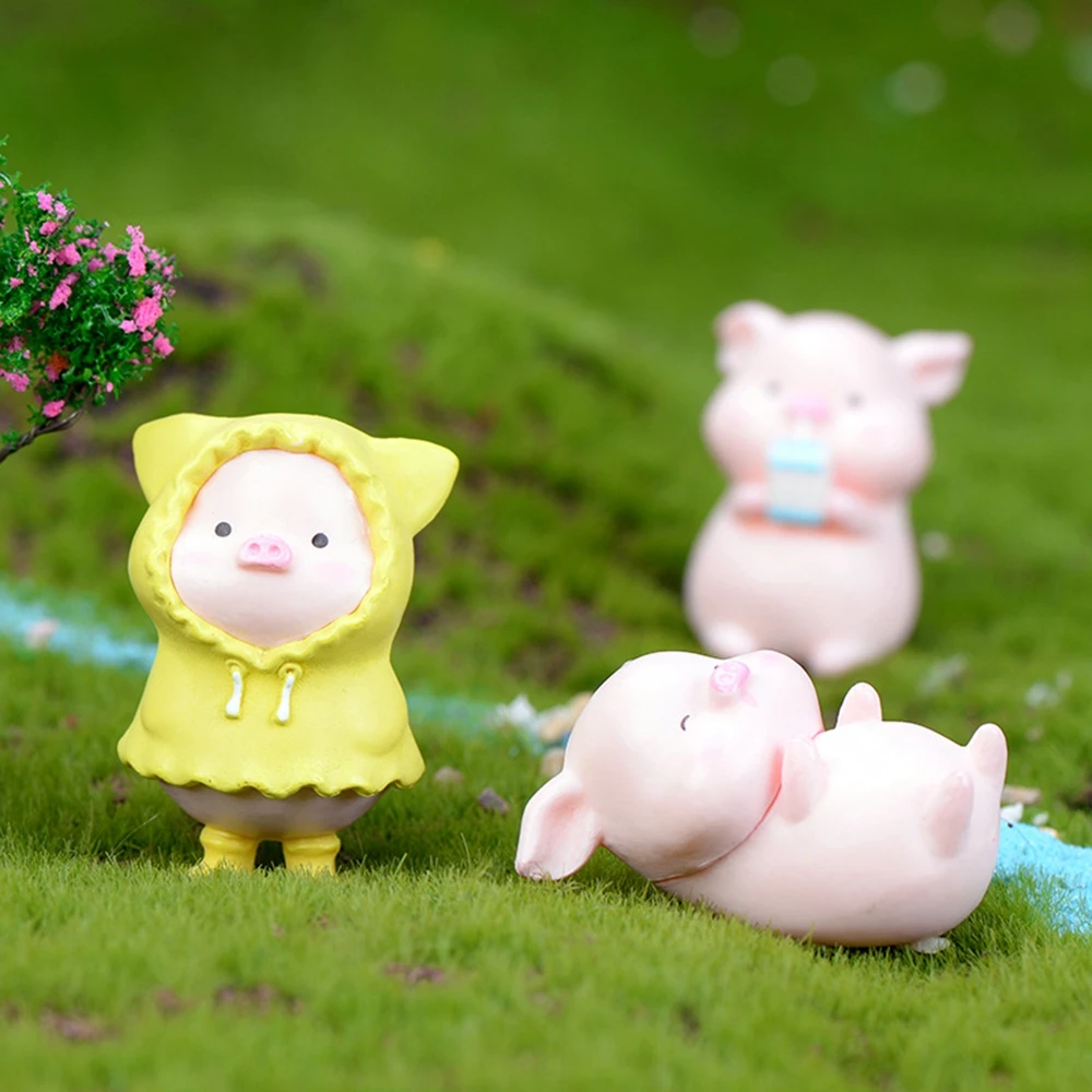 Cartoon home decor Piggy Garden Decoration Pig Ornaments Figurine Animal Model Statue