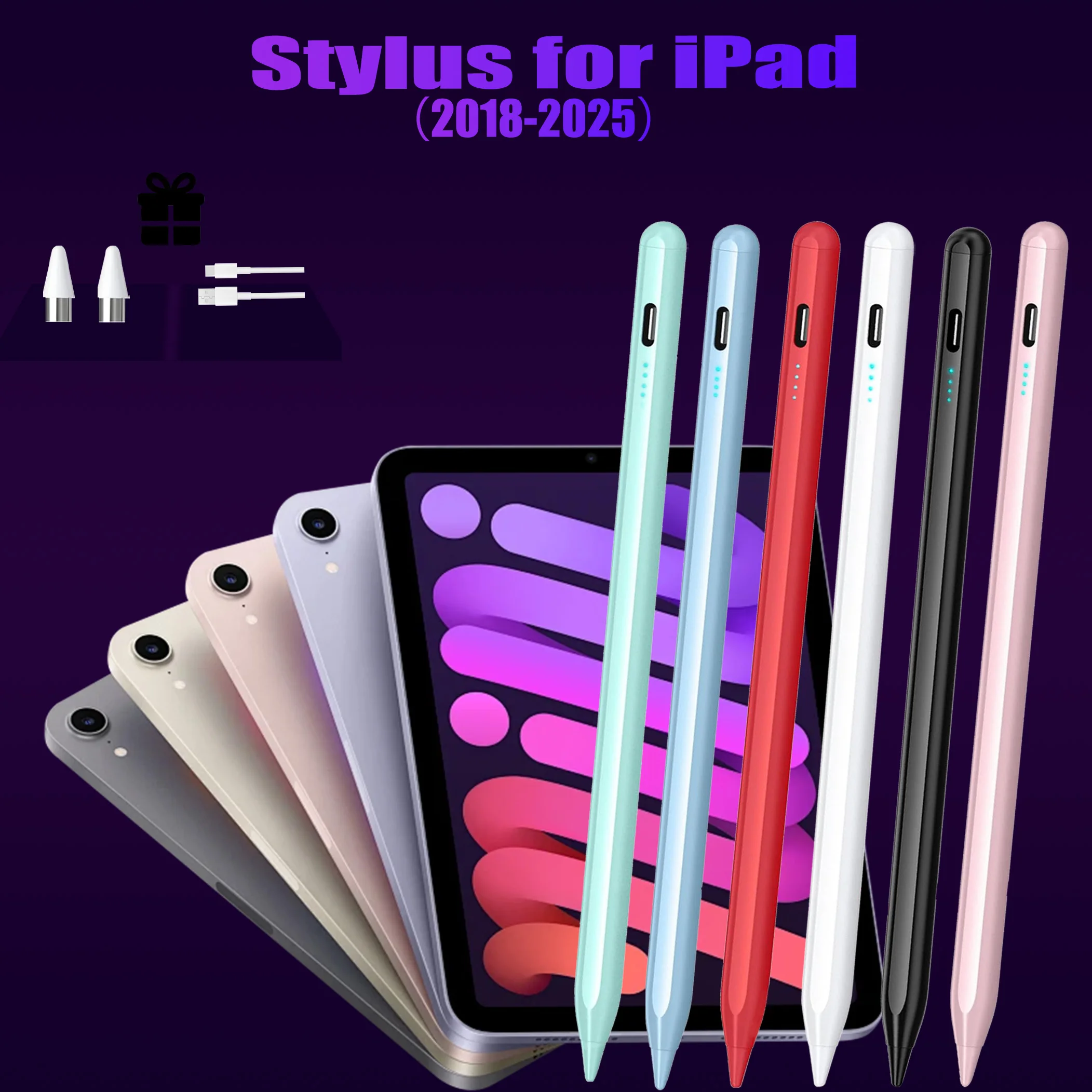 

Stylus Pen for iPad Pro 2018-2025, Palm Rejection, Fast Charge, Long Standby, Side Magnet, High Precision Tip for Drawing