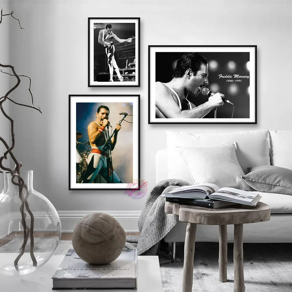 Freddie Mercury Music Poster Singer Star Canvas Painting Decorative Prints Wall Pictures For Living Room Home Decor