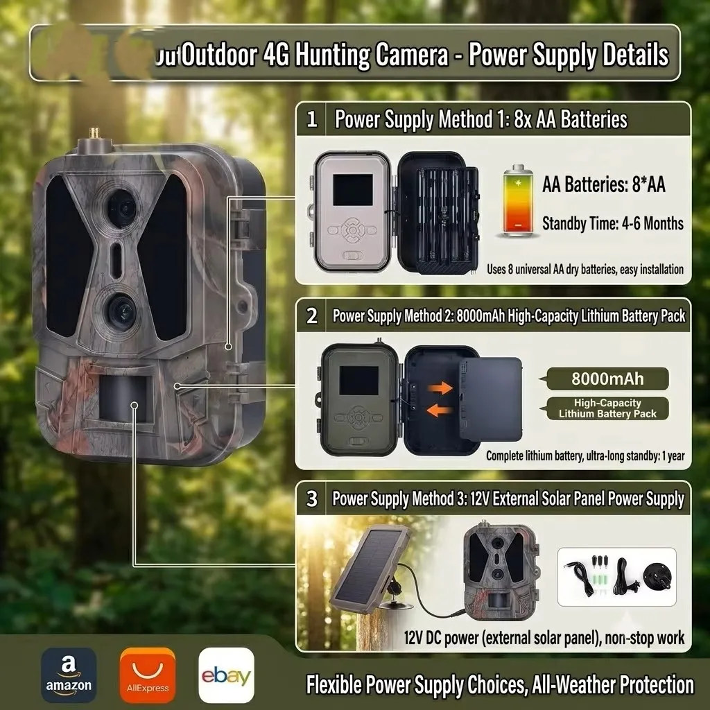 4K 4G Wildtier-Jagdkamera mit Doppellinse, APP-Steuerung, Cloud-Service und 8000mAh Akku für Outdoor-Überwachung und Tracking