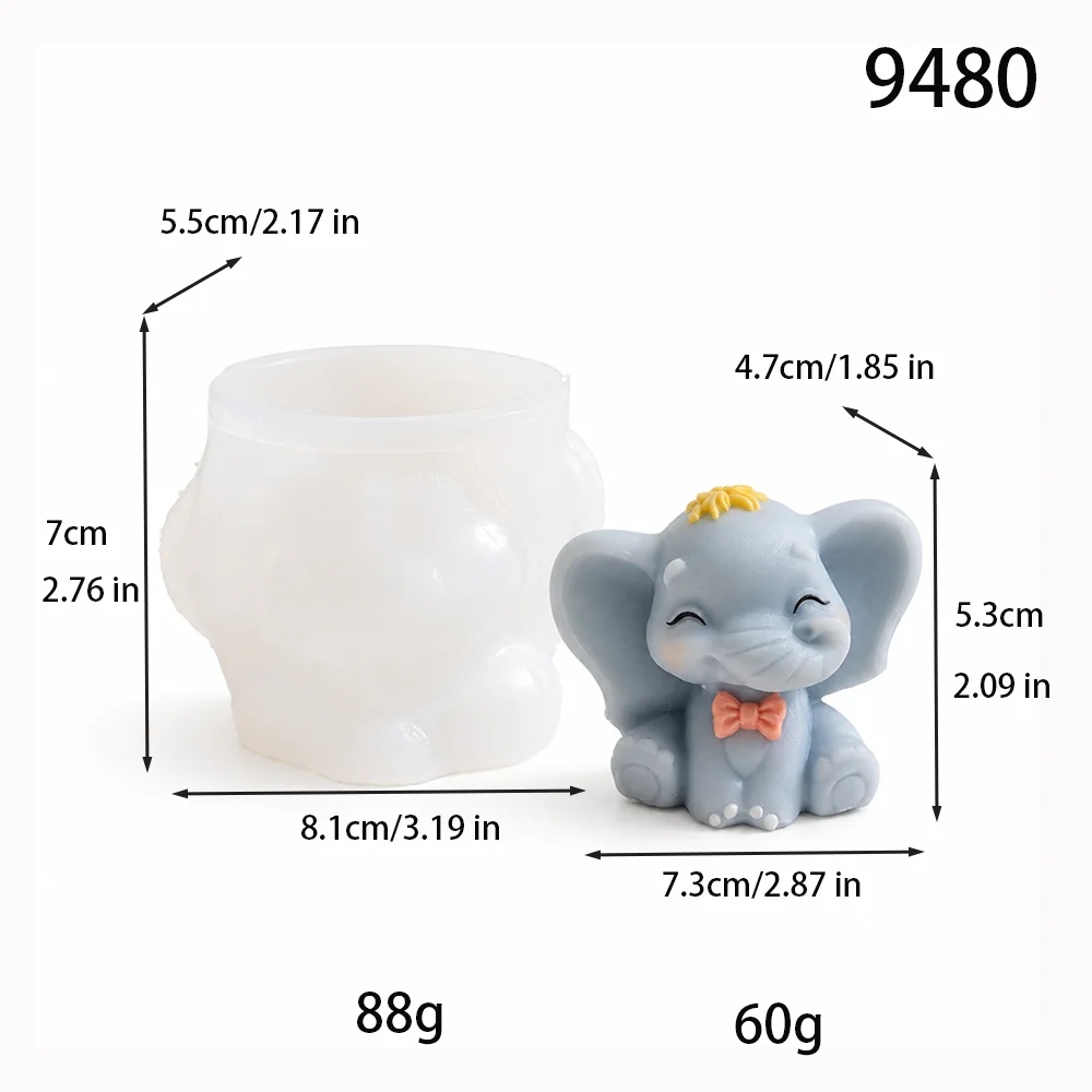 Elephant Silicone Candle Molds DIY Animal Elephant Resin Craft Gypsum Mold Handmade Soap Molds Forms Molds Factory Supplier