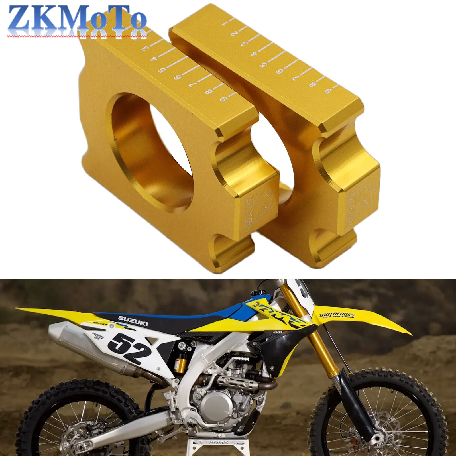 Motorcycle CNC Rear Axle Blocks Chain For Suzuki RMZ250 RMZ450F RMZ 250 450F 2004-2008 2009 2010 2011 2012 2013 2014 2015 2016