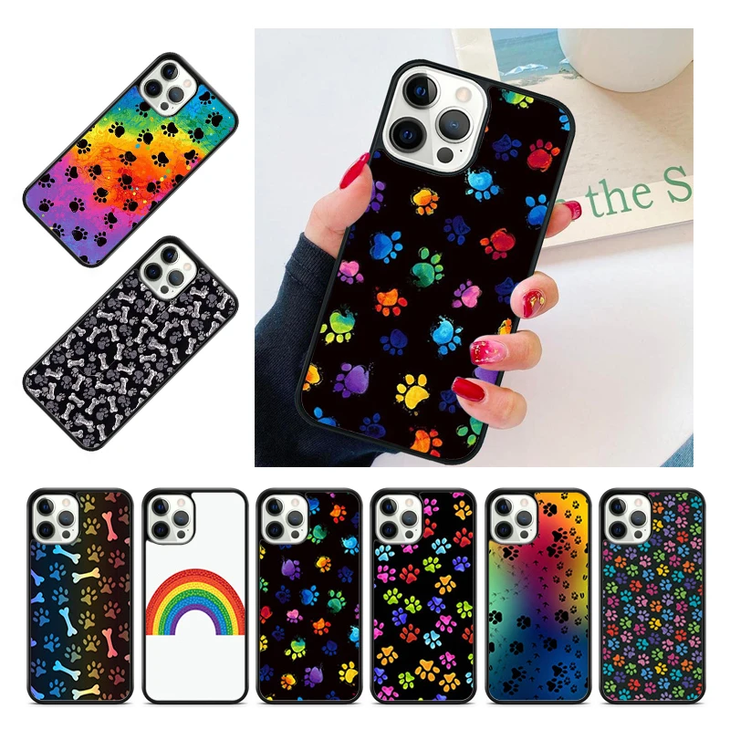 Watercolor Paw Prints Phone Case Cover For iPhone 15 16 14 13 12 Pro Max mini 11 Pro Max XS X XR Plus Coque Shell