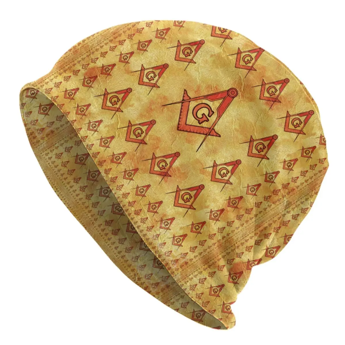 Custom Freemason Masonic Square And Compass Logo Gold Beanies Caps Fashion Winter Warm Knitting Hat Adult Unisex Bonnet Hats