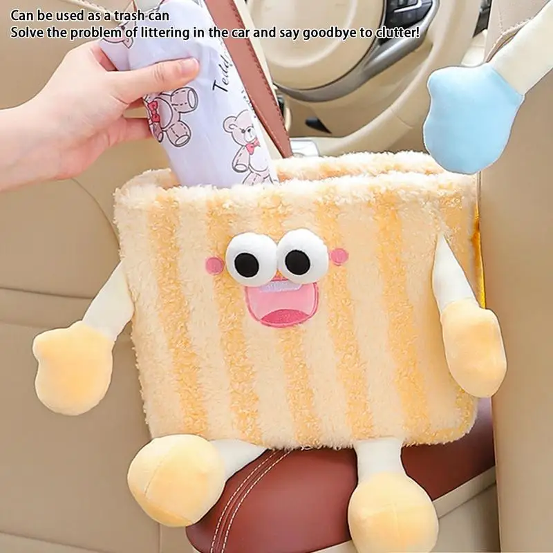 Car Trash Can Car Tissue Holder Cute Car Trash Can With Tissue Holder Cute Plush Tissue Organizer Backseat Decorative Paper