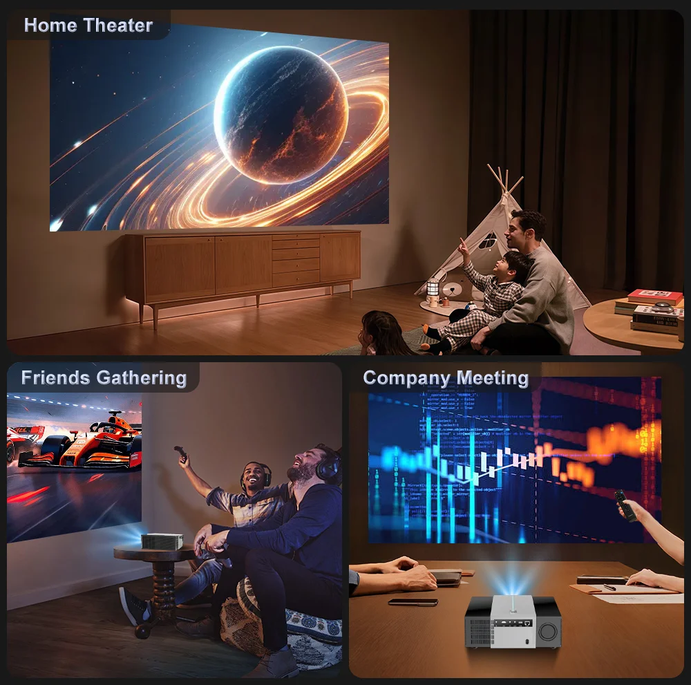 Touyinger Q11W Ultra Enclosed Full HD 4K WiFi Android เสียงสูงการใช้พลังงานต่ําโฮมเธียเตอร์โปรเจคเตอร์