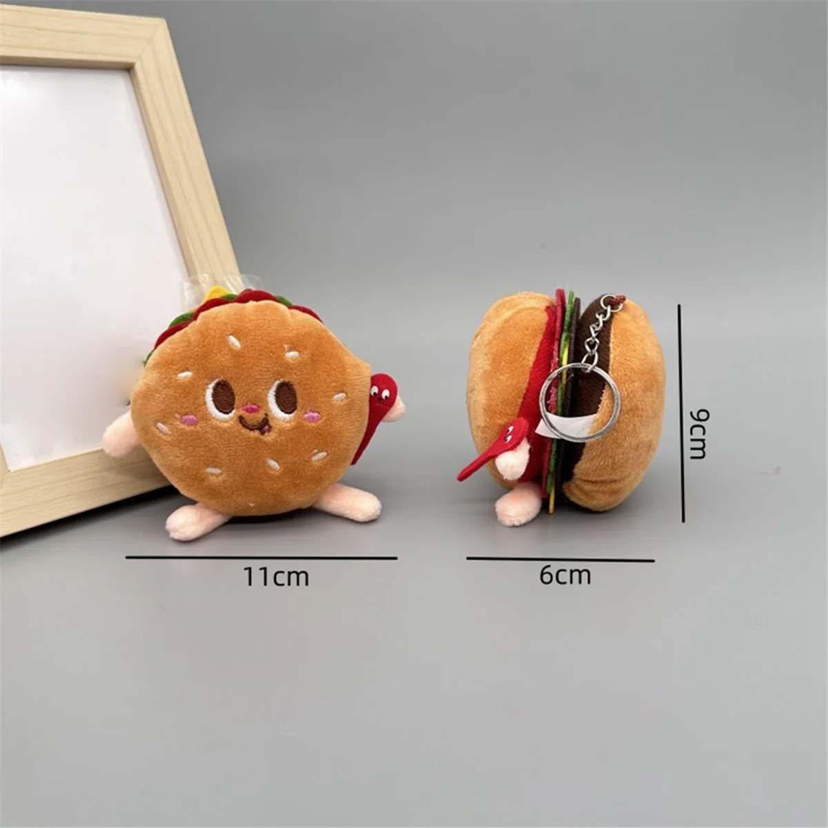 Food Plush Toy Simulation Hamburger Food Plushies Cute Food Plush Keychain for Food Themed Party Birthday Gifts Backpack