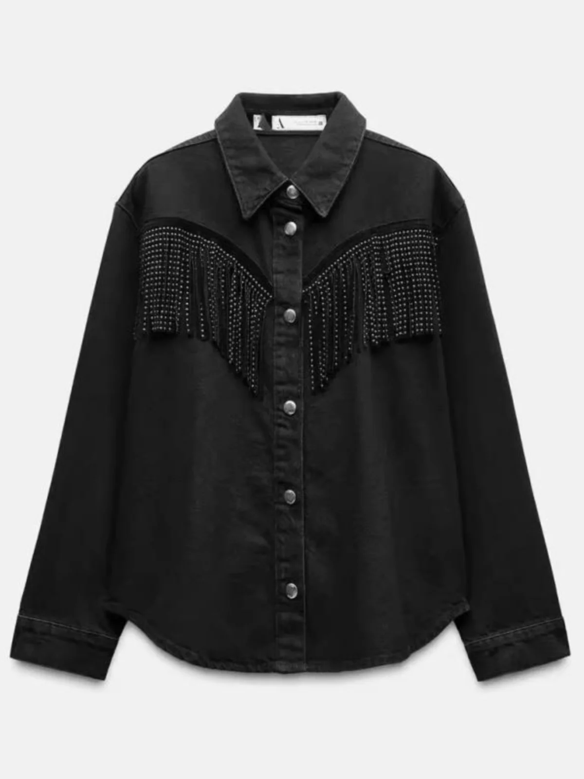 

Spring Autumn New Loose Rivet Tassel Long Sve Denim Jaet Women's Street Sle Cotton Casual Faion Outerwear Coat