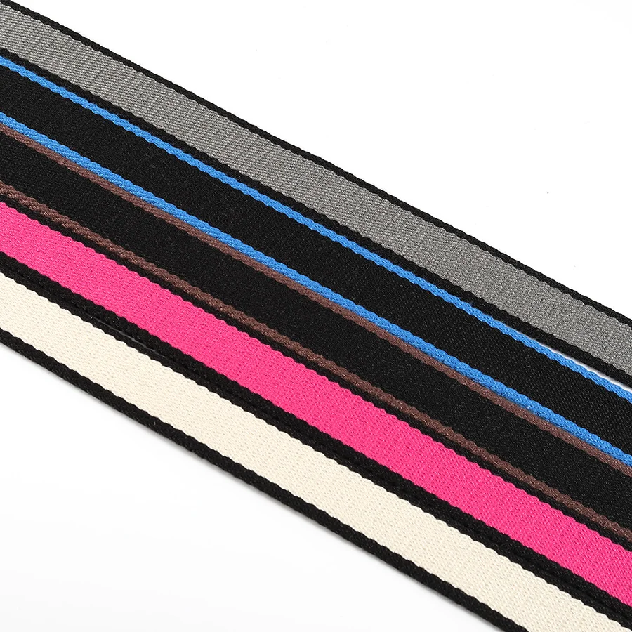 สายสะพายผ้าแคนวาสลายทางสีสันสดใส กว้าง 2.5 ซม. หนังวัวโทโก้ เหมาะสำหรับสายสะพายกระเป๋าอีเวลิน สายสะพายไหล่ เย็บมือ อุปกรณ์ตกแต่งกระเป๋า