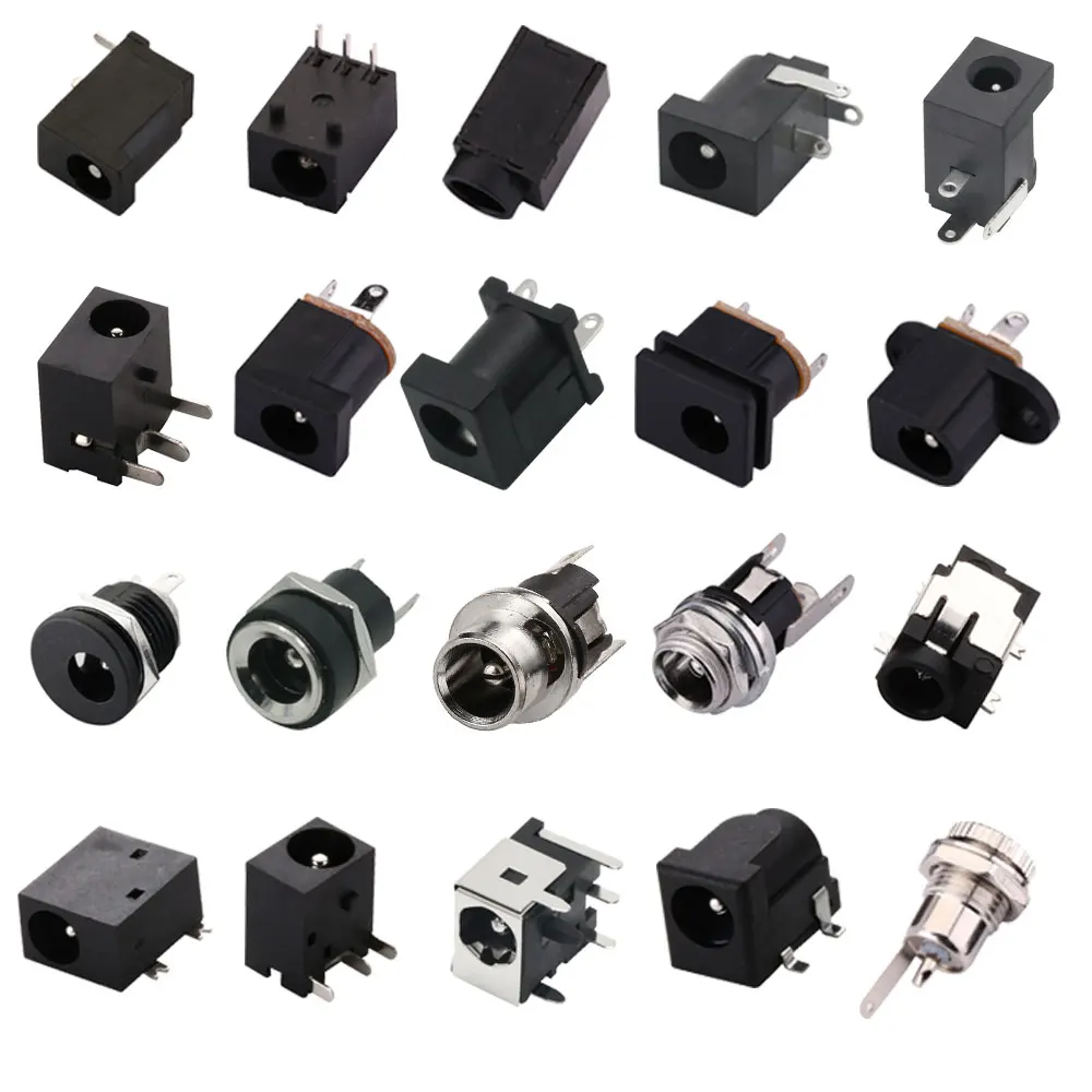10 SZT. Złącza DC 5.5x2.1mm 3.5x1.3mm Gniazdo Zasilania DC Żeńskie Montowane na Panel z Nakrętką Adapter Zasilania DC-005C/022B/25M