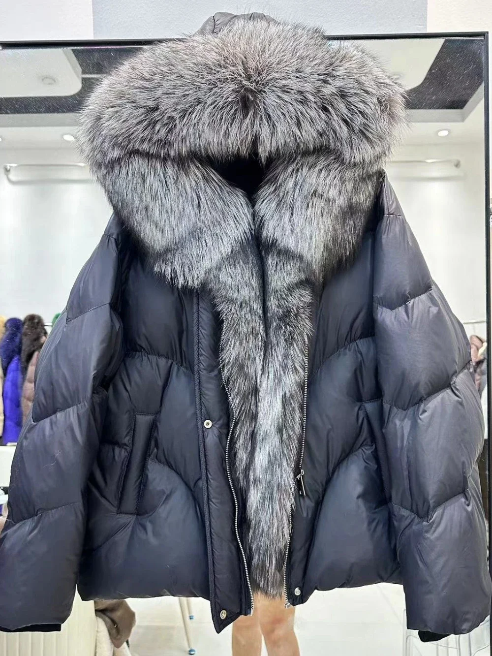 OFTBUY Real Fur Coat New Winter Fashion Real Fox Fur jacket Wnite Duck Down coat Women Office Lady Casual Hooded Warm Female