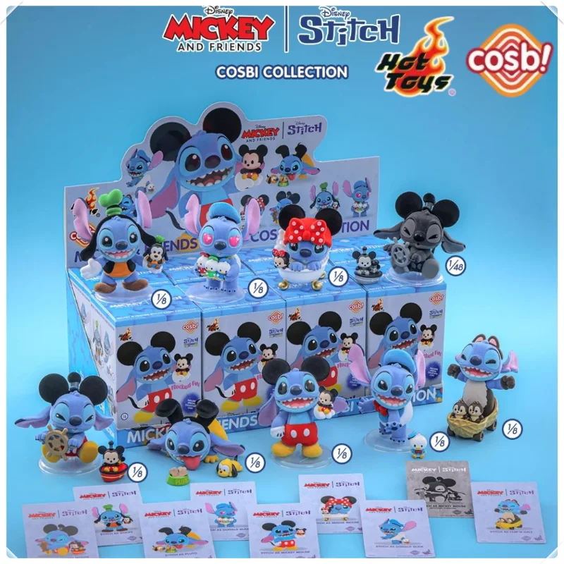 

New Hot Toys Cosbi Collection Stitch Mickey And Friends Blind Box Flocked Mini Figure Vintage Maritime Style Gift Trendy Toy