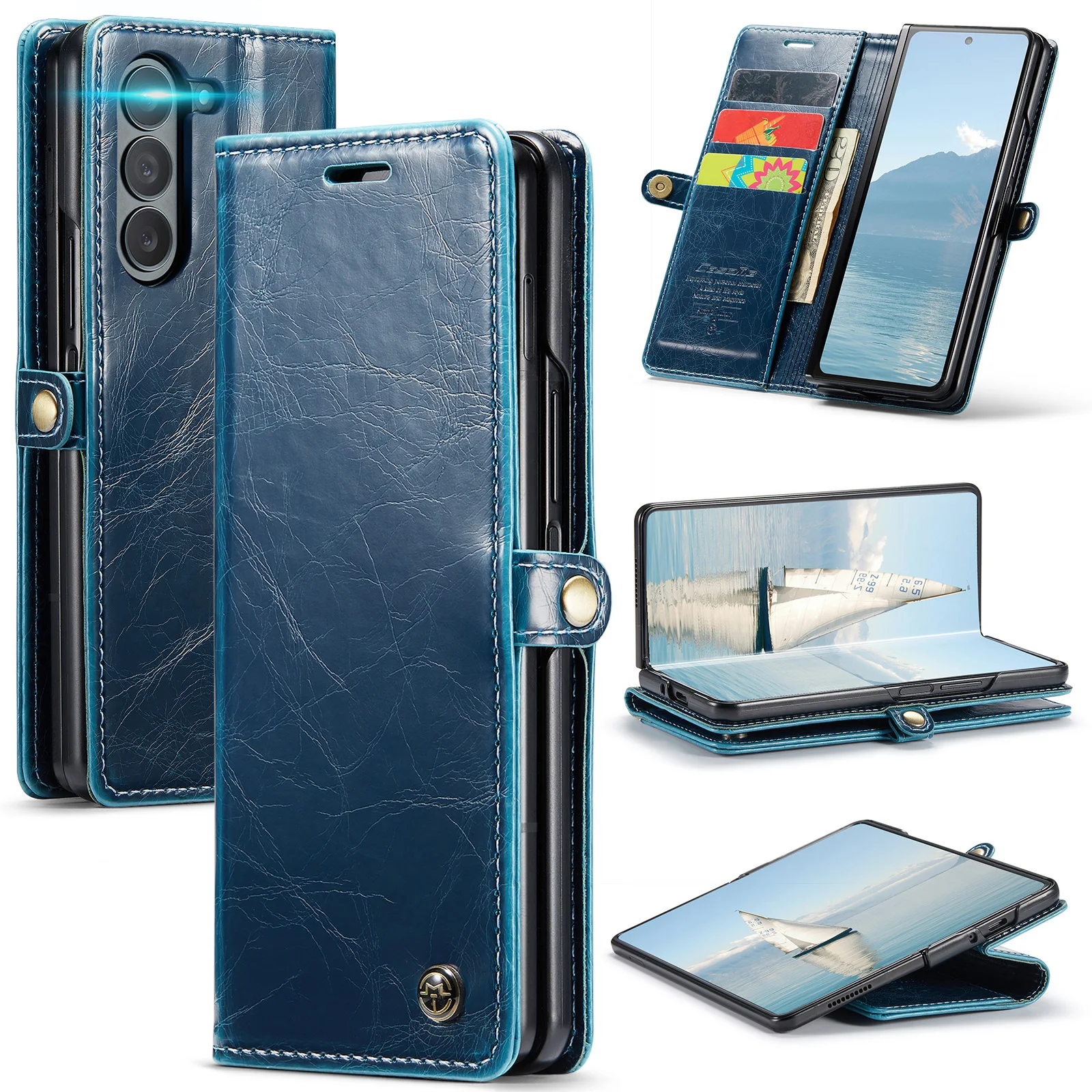 

For Samsung Galaxy Z Fold6 Wallet Phone Case with Card Slots Kickstand Flip PU Leather Covers