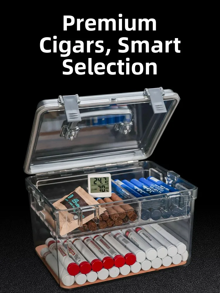 

Портативный вместительный кейс из кедрового дерева для увлажнения и хранения сигар, защищающий от влаги и насекомых